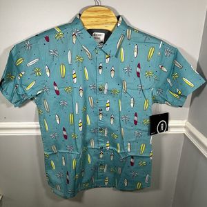Reverse Threads Men's‎ S/S Shirt Button Up Hawaiian Surf X-Large NEW Teal